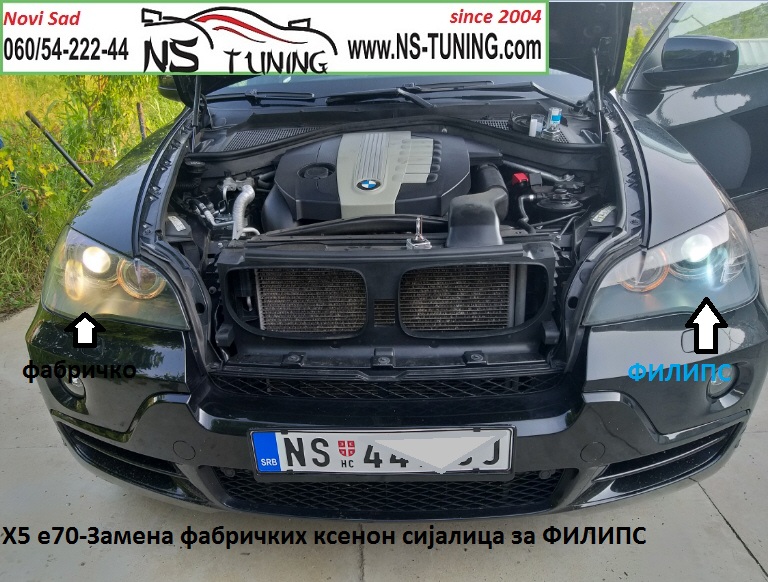bmw x5 e70 xenon farovi d1s sijalica philips zamena ugradnja novi sad tuning